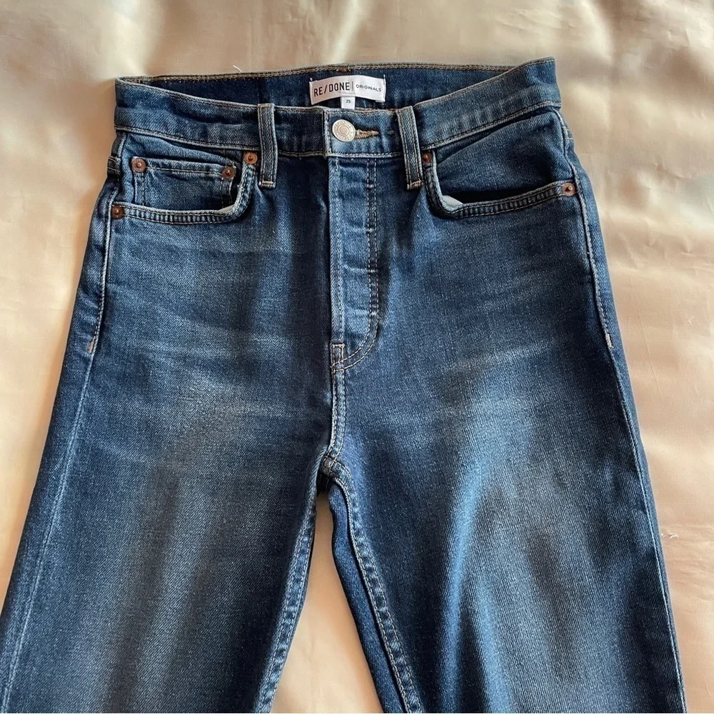 Re/Done- Vintage 90s Fit Style Dark Wash High Rise Ankle Crop Jeans Size 25